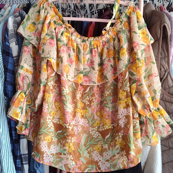 NWT PLUS SIZE BOHO MIXED PRINT  BLOUSE BY CATO - Picture 8 of 8